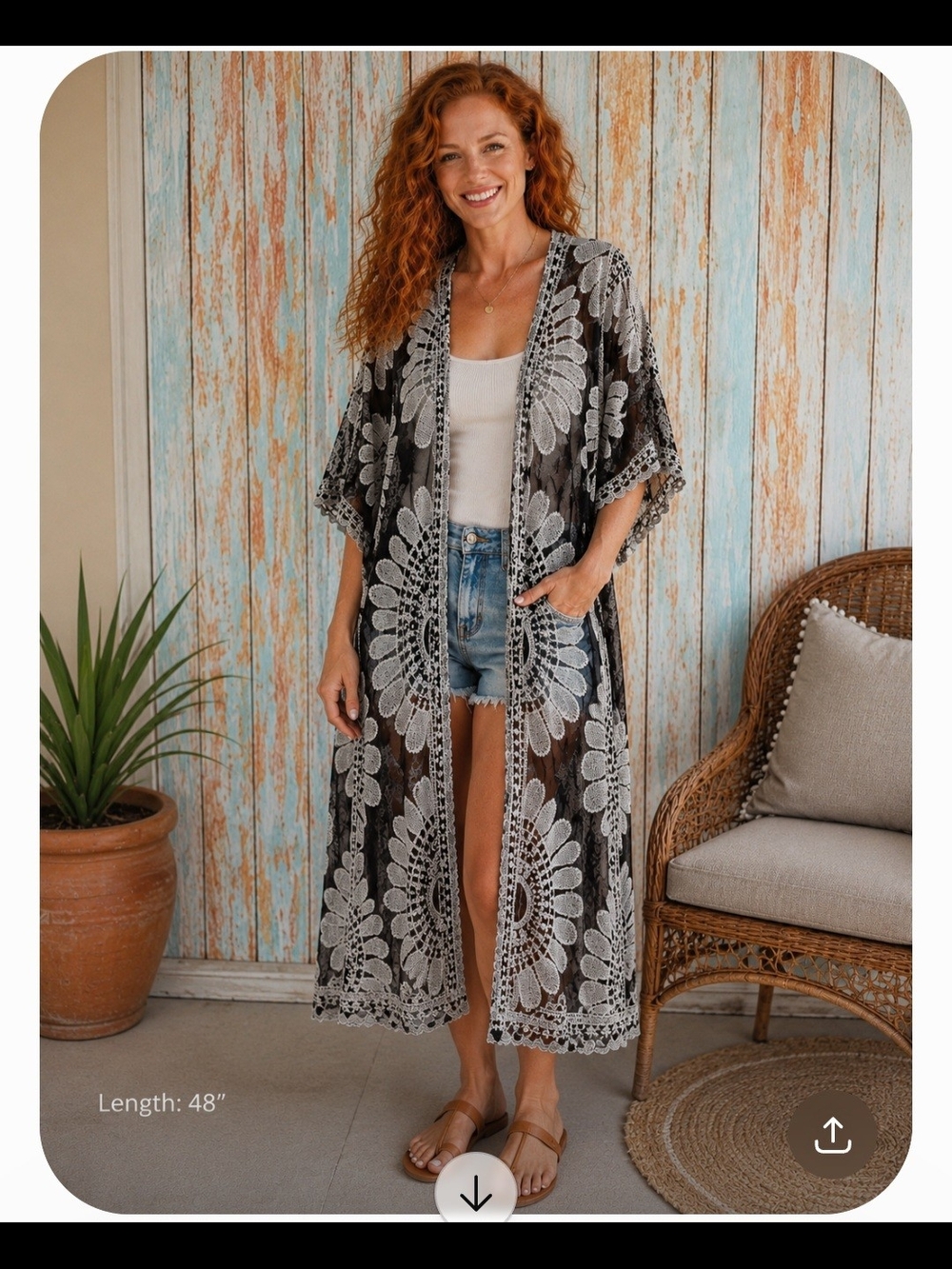 Rebellion Boho Black And White Duster/beach Cover. Size M